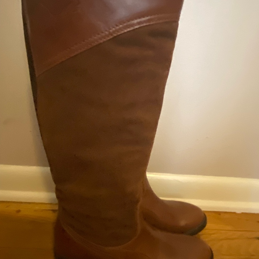 Brown Over the Knee Boots with Smooth Leather Finish